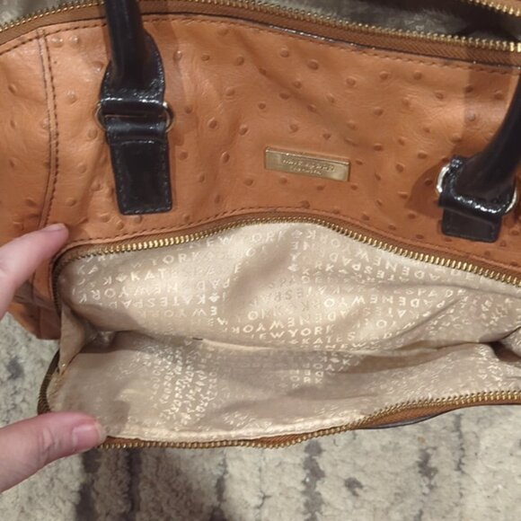 Kate Spade Combo Large Catalina purse and wallet in Cognac Ostrich leather - Picture 12 of 12